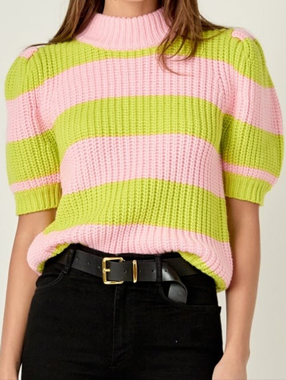 English Factory Stripe Mockneck Sweater
